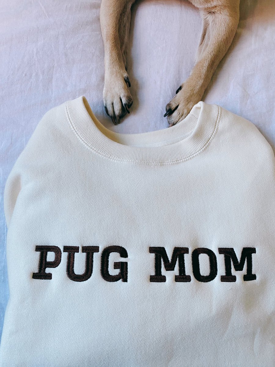 itsdougthepug's tweet photo. For the Pug Mom in ur life

Last chance to get my limited edition “PUG MOM” crewneck on SALE! They are super high quality, thick, cozy and embroidered. A portion of proceeds also go to @DTPfoundation. 

These will sell out so get one while they’re 20% off! https://t.co/w4f9VlqyZR https://t.co/P180OY2C4w