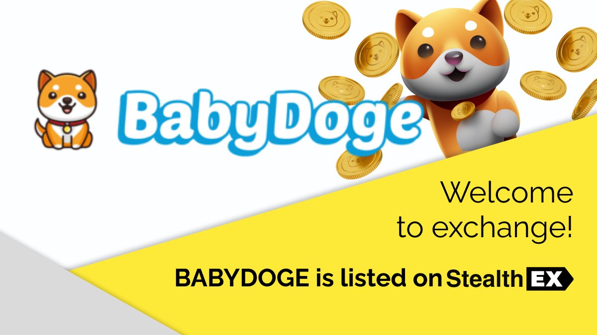 StealthEX_io's tweet photo. ⚠️NEW LISTING ⚠️

@babydoge is a pupper son of his meme father @dogecoin, that can boast improved transaction speeds and token holder rewards 💪👶

#BabyDoge is also a deflamatory token, so hurry up swapping it and joining the #BabyDogeArmy 🐶👇🏽

https://t.co/wKj2n6GDAt https://t.co/hYVaAorHhR