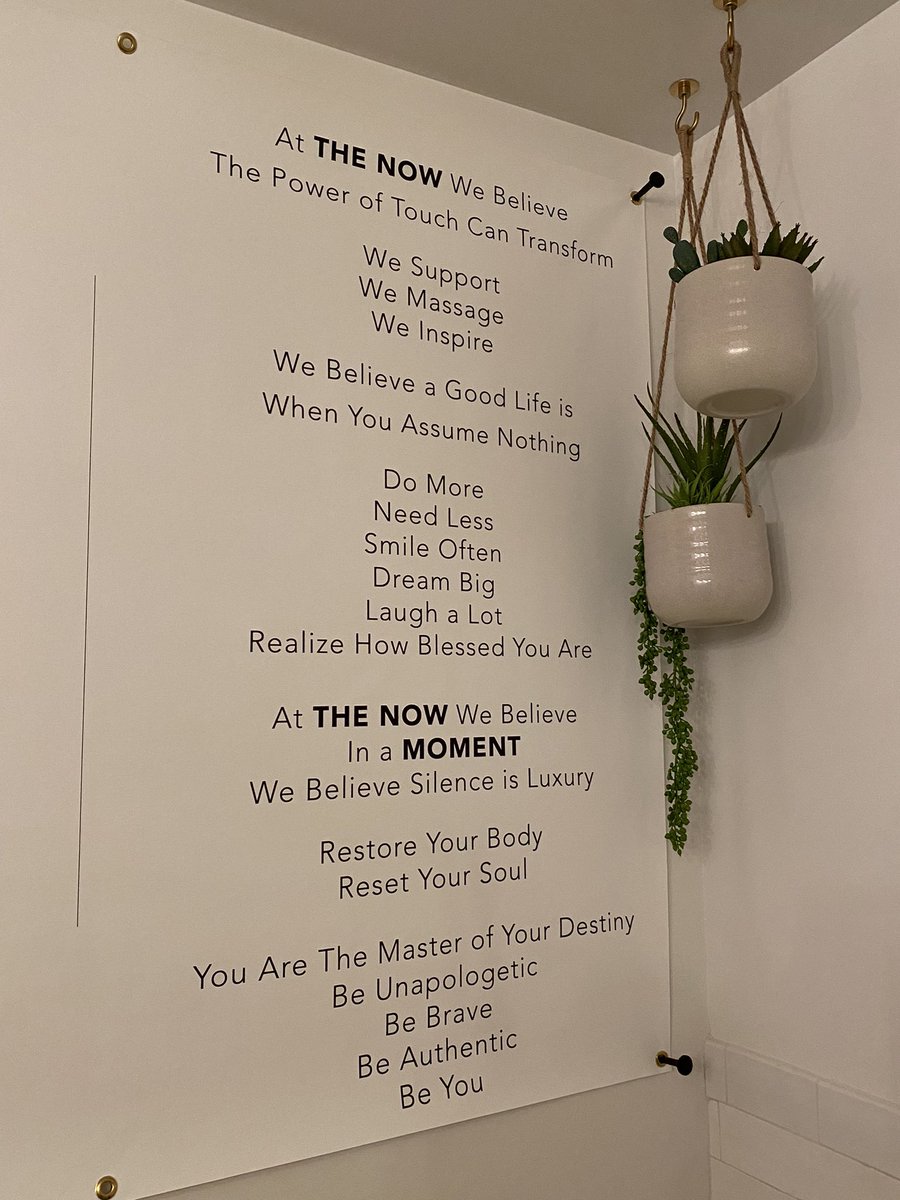 CynthiaOrser's tweet photo. One of my favorite manifestos.  Believe in the moment friends - and be present in it. #ifnotnowwhen #houstonheights @thenowmassage https://t.co/SvIFJzbtad