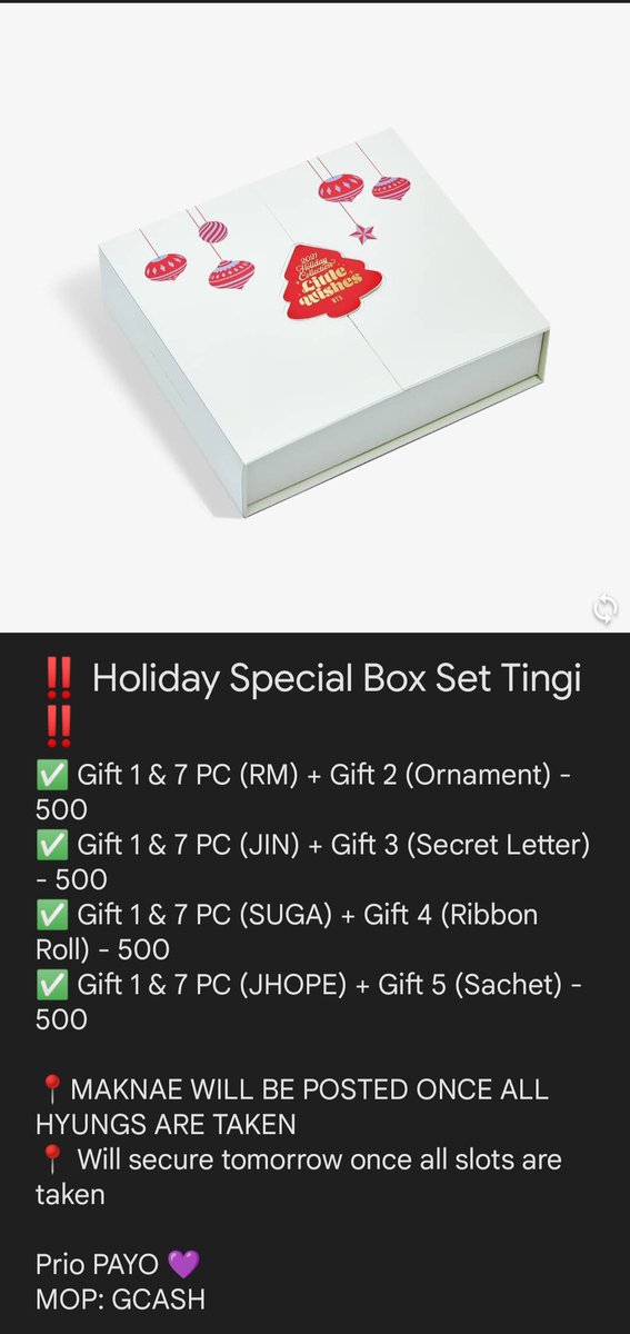 BTS HOLIDAY SPECIAL BOX SET TINGI

Check photo for Prices

Bts ph holiday special box little wishes