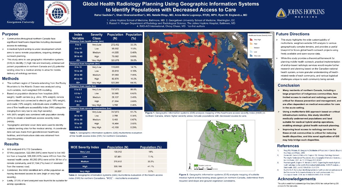shankarapryan's tweet photo. Stop by the Learning Center (Noninterpretive/Practice Management section) today at 12:15 to learn about how GIS can be used to improve access to radiological services in remote and rural areas! #RSNA21 @NatalieRingMD @RyanWEngland https://t.co/rL7ad3MNmU