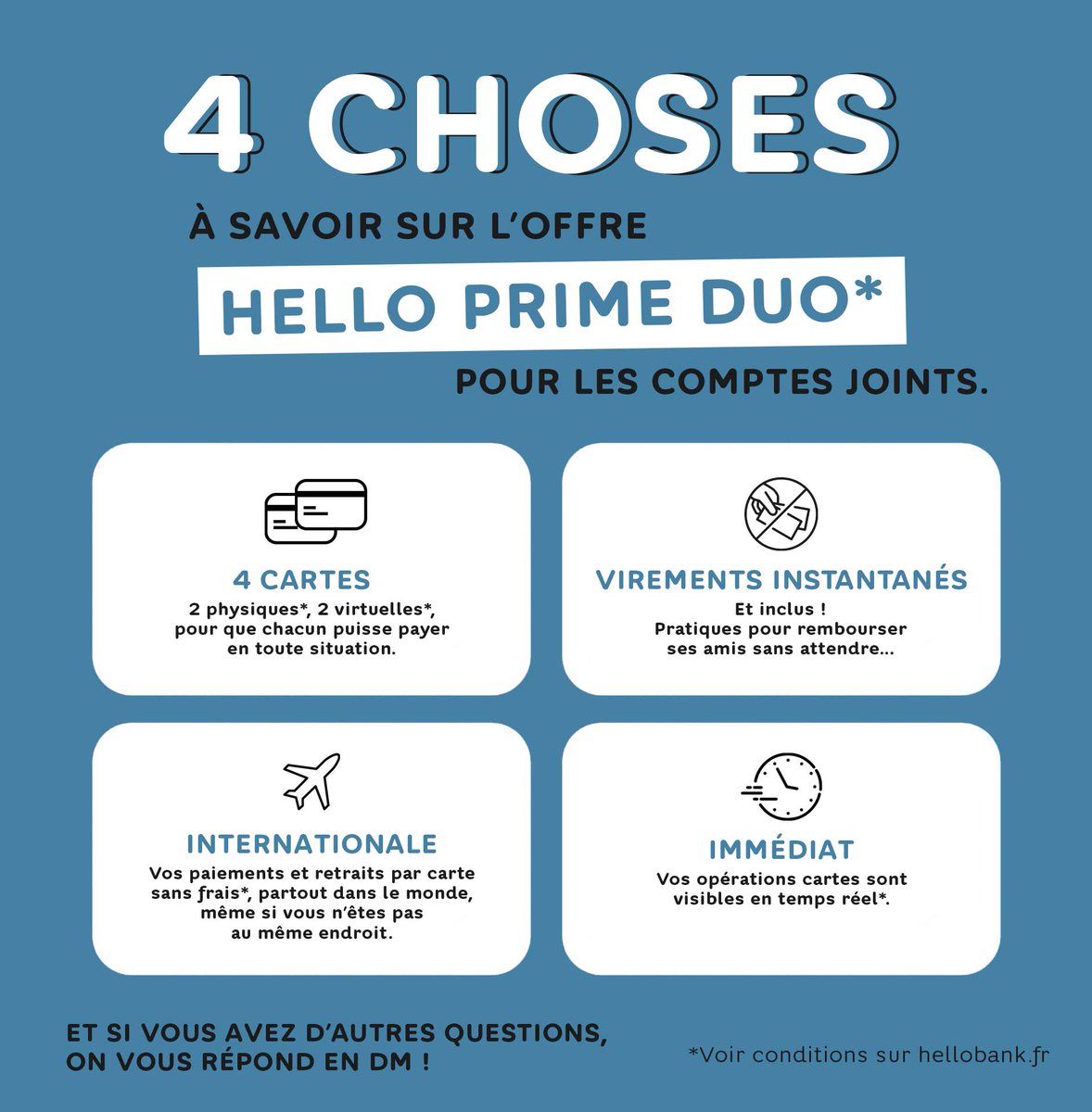 Hellobank_fr's tweet photo. Même à deux, ça va être facile de s’accorder sur cette carte 💙
#HelloPrimeDuo #Hellobank #CoupleGoal #Duo #Love https://t.co/QSAVwrRRpc