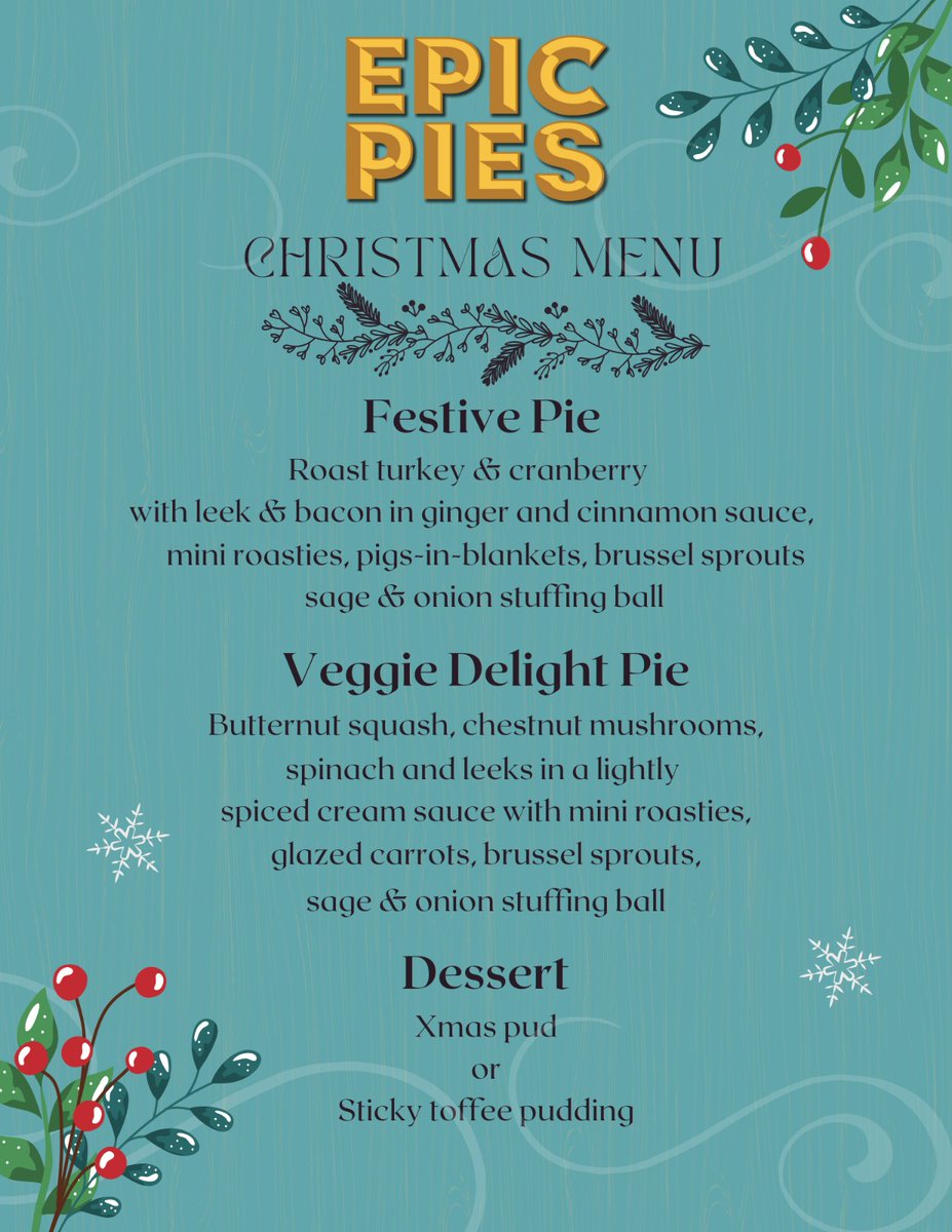 Seasonal Greetings from Epic Pies! 🎄
Introducing our Epic Christmas Menu! 🥧
#epicpies #stpauls #stpaulscathedral #london #londonfoodies #christmasmenu #festivemenu #menu #christmas2021 #Christmas #christmasdinner #christmaspies #festivefood #festivefood2021 #xmasfood