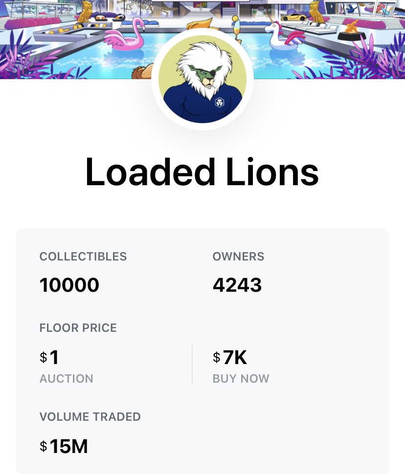 socialpersonguy's tweet photo. Loaded Lions are now at a $7000 floor with $15 million trading volume!! 🔥🔥🔥

#cdc #nft #lfg #loadedlions https://t.co/udncZKctUs