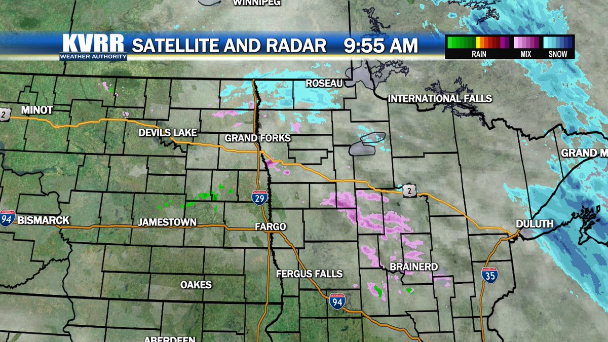 A few flurries are moving into Minnesota, but they will wrap up around lunchtime.  See how nice the afternoon will be at https://t.co/inKbdWvzov.  #ndwx #mnwx https://t.co/MUXYtFKPkd