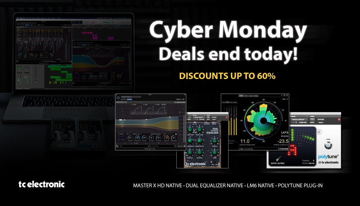 tcelectronic's tweet photo. It’s the last day!
Check out our store and find the best deals to add the legendary sound of TC’s Plug-Ins to your collection: https://t.co/ID2JP0fsj4
Don’t miss out!
#TCElectronic #Studio #BlackFriday #Frideals #CyberMonday #TEplugins https://t.co/TjLMqGbl24