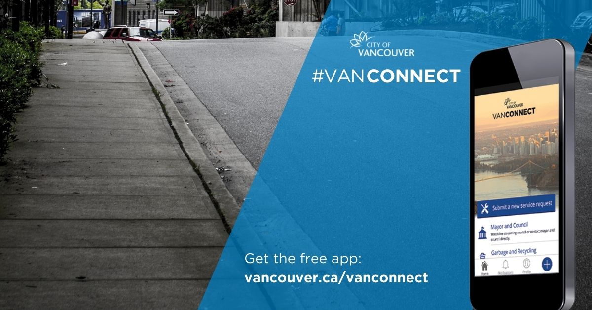 CityofVancouver's tweet photo. See a pothole? Broken street light? Report it via our #VanConnect App➡️ https://t.co/UUvxR5gAKK
#CityofVanvouver https://t.co/yzJwnZizve