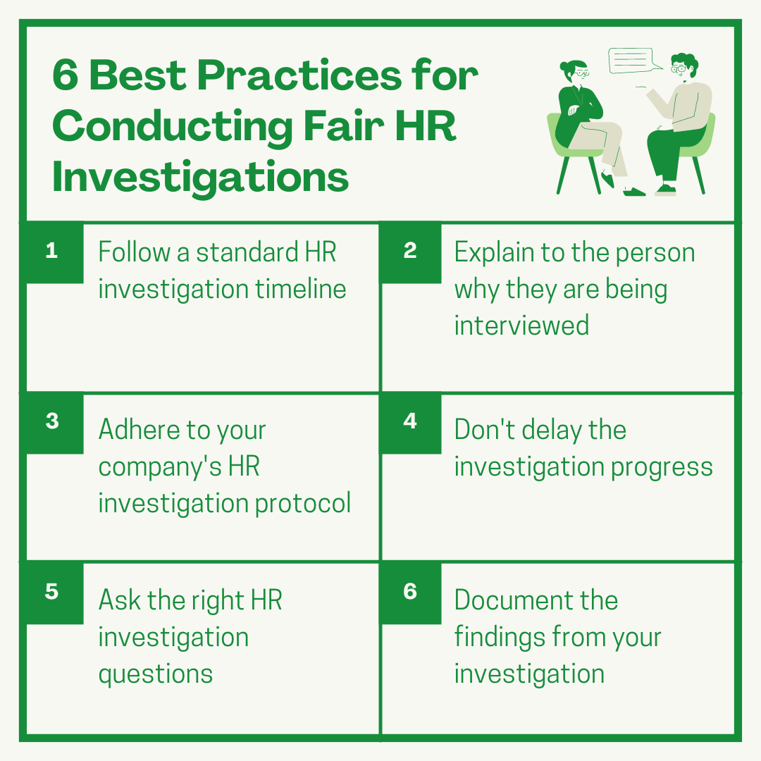buildblockshr's tweet photo. 6 of the best practices to use when conducting fair HR investigations. (According to HRACUITY) #HumanResources #HR https://t.co/AxnltL8zHt