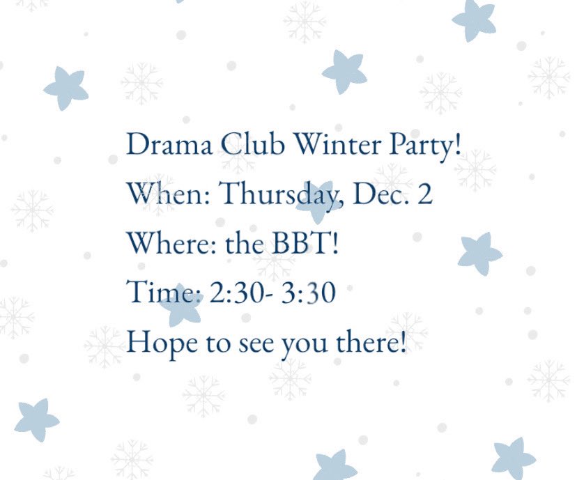 NVDramaClub's tweet photo. We are making gingerbread sets! Make sure you print out blue prints of your favorite set from a show! This meeting is going to be a little later, so we all have time to finish our sets! Hope to see you there!! ((BBT stands for black box theatre!)) https://t.co/Wxs4W1V2tI
