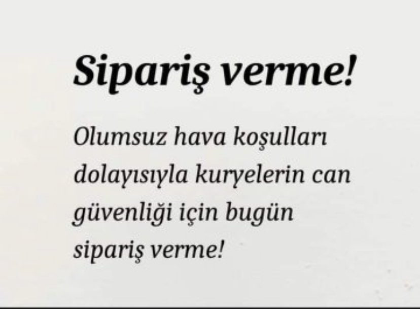 Önemli ! #siparisvermeyin