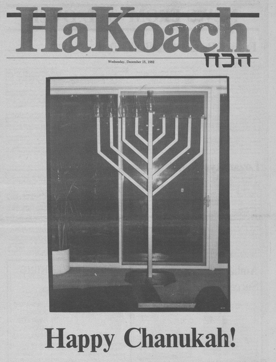 UMDArchives's tweet photo. Happy Hanukkah Terps!🕎

The eight-day Jewish Festival of Lights started last night &amp; continues through Dec. 6th. Here, #UMD's independent Jewish student newspapers, @Mitzpeh &amp; Ha-Koach celebrate Hanukkah in 1991 &amp; 1982. @MarylandHillel https://t.co/hX2ULoDoHT