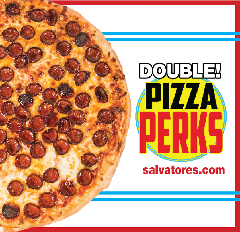 It's #CyberMonday... working up an appetite online shopping? DOUBLE PIZZA PERKS POINTS when you order online at salvatores.com 🍕 
Need to sign up for Pizza Perks? visit salvatores.com/perks