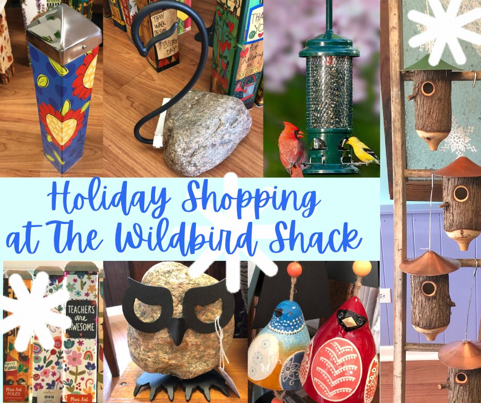 wildbirdshack's tweet image. Time to get that holiday shopping on by supporting local this year! We have some fantastic holiday gifts in store! Fly on over for the best selection -- plus, we gift wrap! #wildbirdshack #holidaygifts