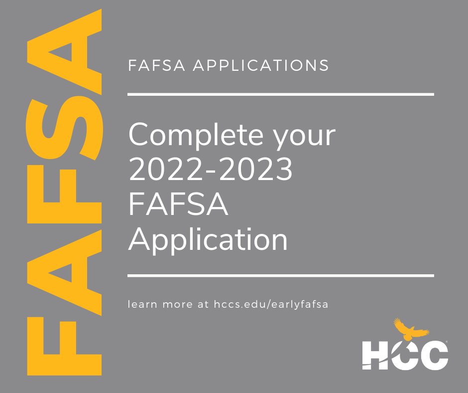 Remember to fill out the 22-23 FAFSA for the Fall 2022 semester. Filing the FAFSA is the first step in securing aid for college! We hope to see you Fall 22!