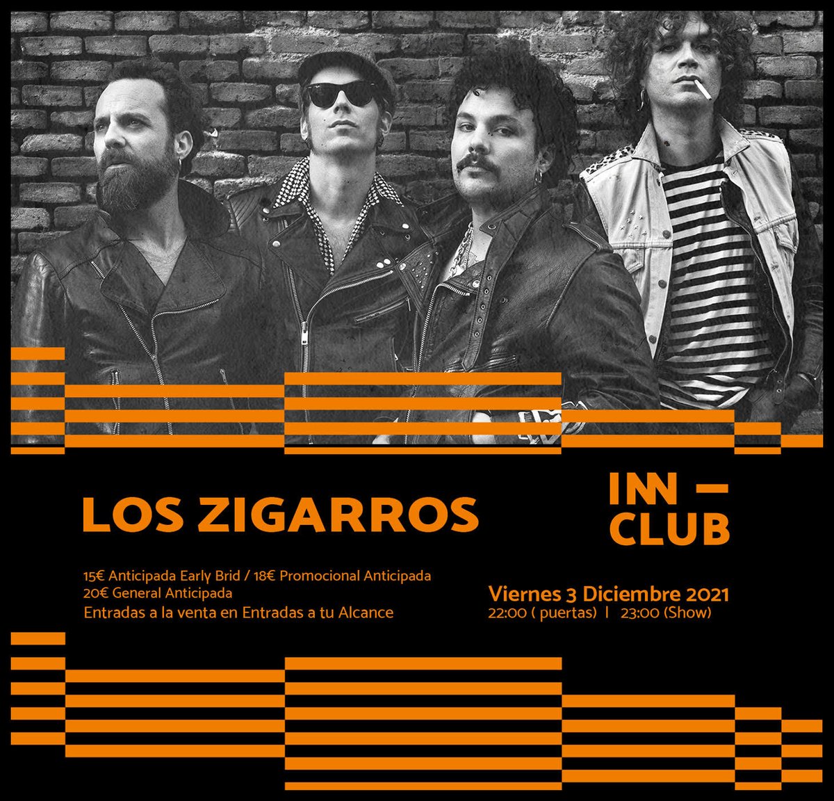 ArgonautaB's tweet image. Este viernes el rock adrenalínico de @loszigarros llega a la sala #InnClub
Tickets 🎟 bit.ly/3vxi1tV