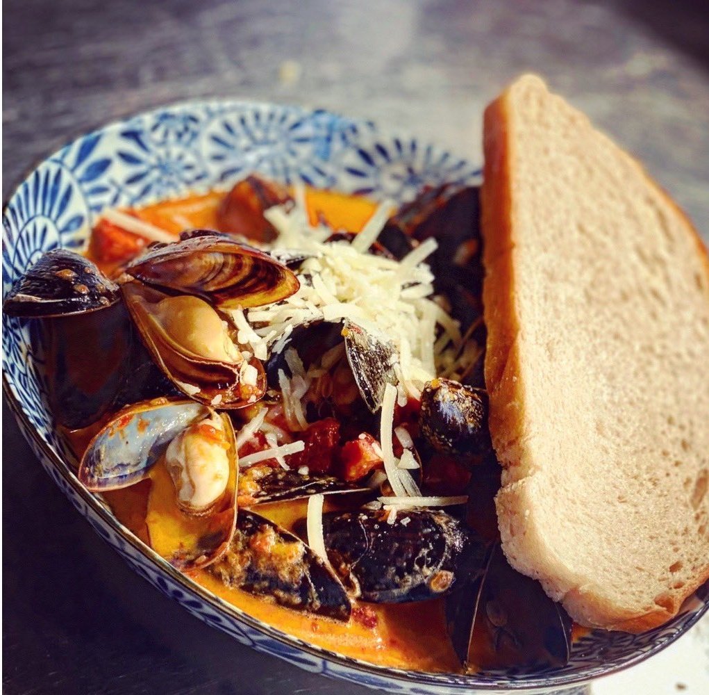 maureen_ward's tweet photo. We all deserve a wee treat occasionally, so last night opted for a take away from @No3Collon.  Mussels with chorizo, followed by hake w/spinach in a fab creamy sauce.... delicious. Tony had perfectly cooked steak with all the trimmings.  Highly recommended!!
#LouthChat https://t.co/u6244WcwQe