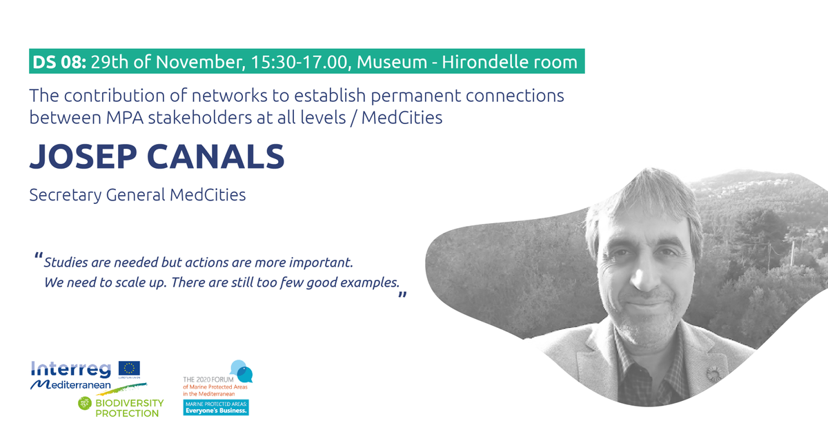 Gov4Nature's tweet photo. 🌊🗣️@Pepbogota, Secretary General of @MedCities, will be talking about the contribution of #networks to establish permanent connections between #MPA stakeholders at all levels, in the frame of the #2020MPAForum🌊
#Interreg30 #MED2020 #INTERREG #MADEinMED https://t.co/tNLT5q5Uim