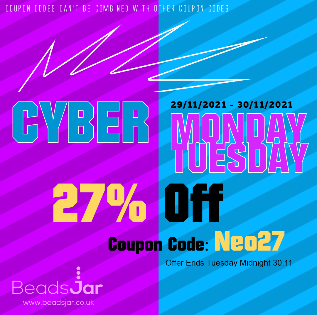 BeadsJar's tweet photo. Cyber Monday / Tuesday
27% Off Everything
Coupon code: Neo27
Offer Ends Tuesday Midnight 30/11
#beadsjar #couponcode #discount #offer #jewelleryshop #jewellerymaker #jewellerydesigner https://t.co/DNjXrJyk7e