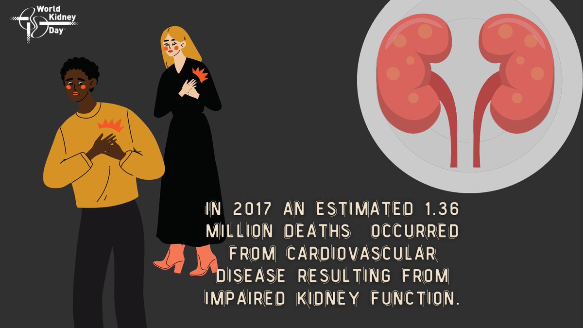 There is a strong connection between kidney disease and cardiovascular disease. People with #CKD are known to have an increased risk of a #stroke or #heartattack at a younger age, because of changes in the circulation caused by #kidneydisease. #WorldKidneyDay