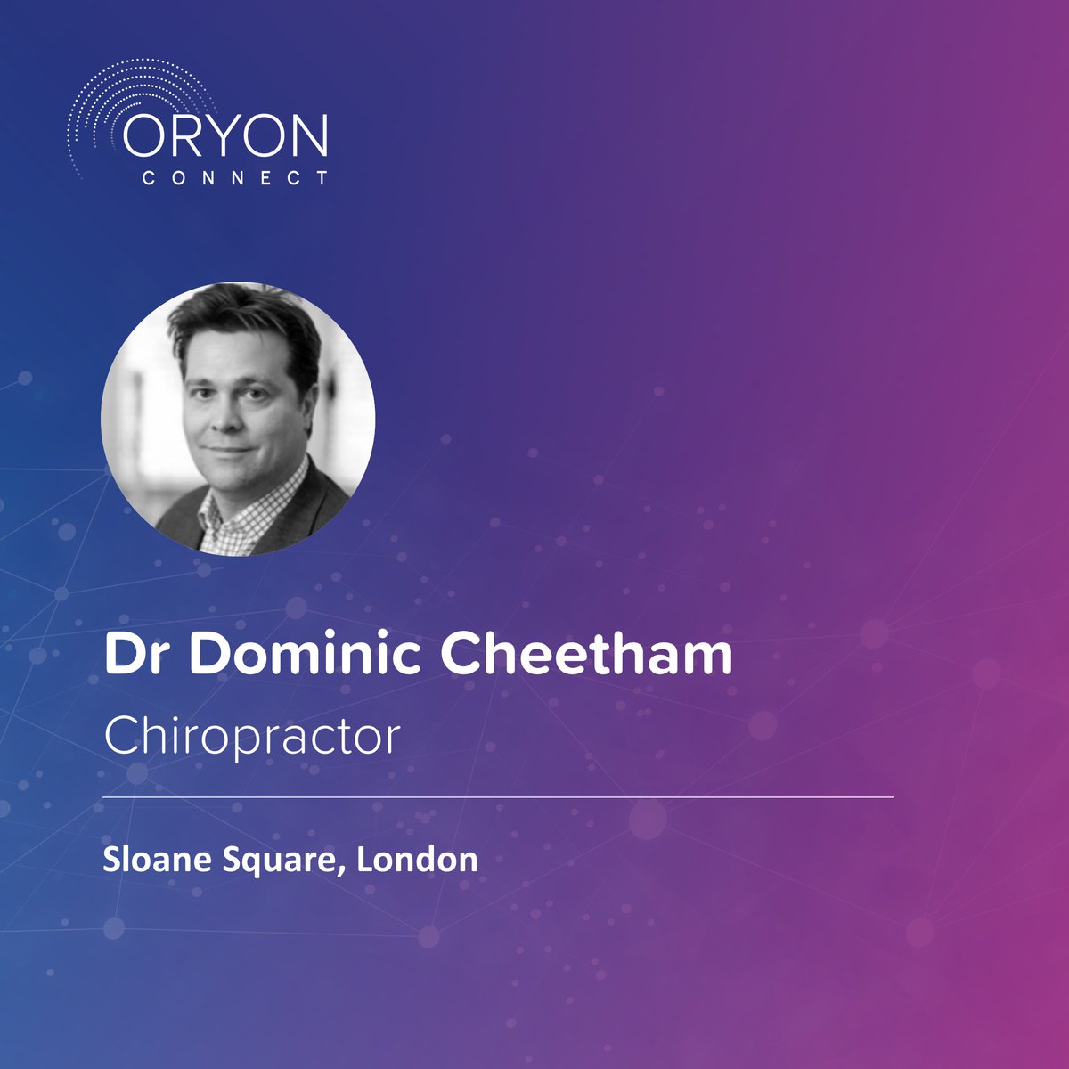 OryonConnect's tweet photo. At Oryon Connect, we partner with Dr Dominic Cheetham.

Dr Cheetham is an experienced Chiropractor who can advise on and treat a range of spinal conditions.

You can book a consultation now.  
👨🏻‍⚕️ Face to face: £90

Find out more information! https://t.co/qB8FYEb5W9 https://t.co/wiN2zuvk12