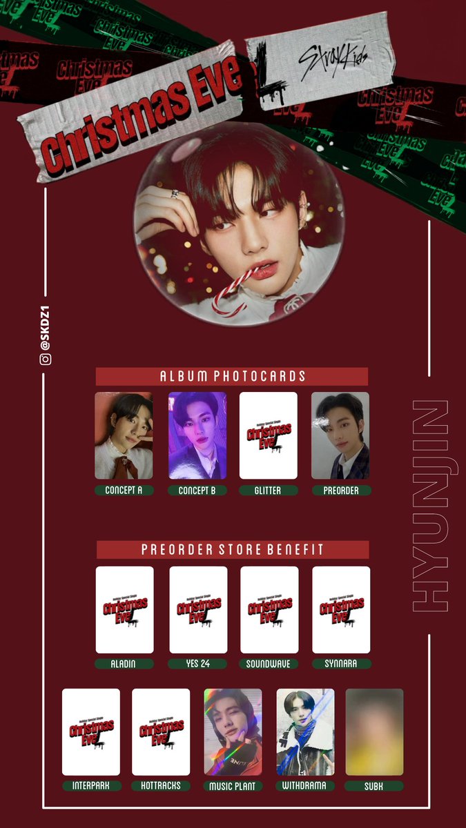 Stray Kids Christmas Evel photocard template ━ Hyunjin Version