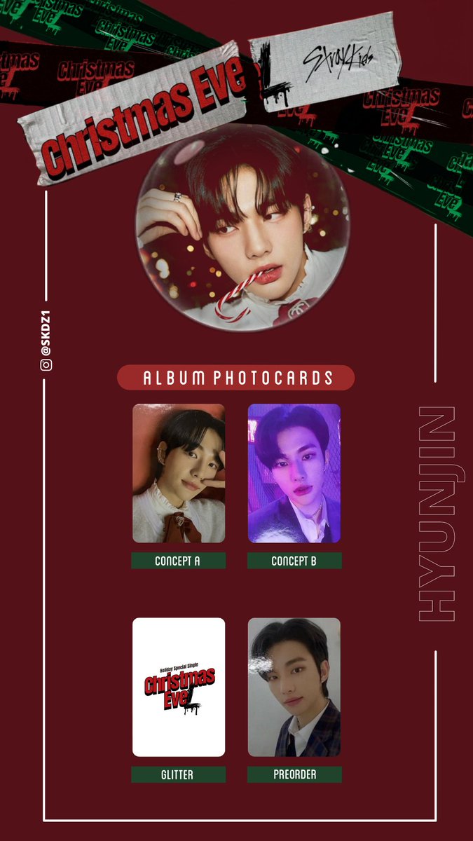 Stray Kids Christmas Evel photocard template ━ Hyunjin Version