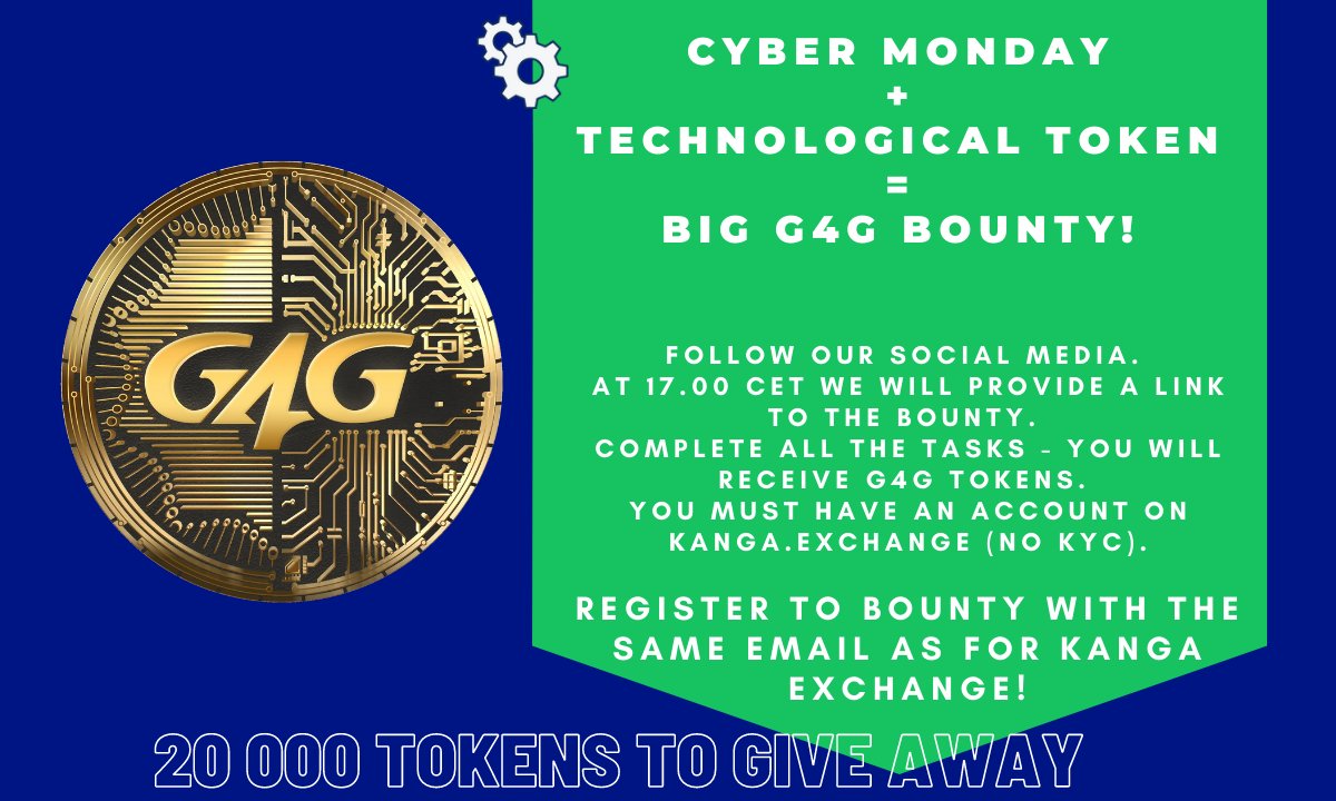 G4Gcoin's tweet photo. #Cybermonday #Giveaway #token #G4G  Let's make the Cybermonday more technological! https://t.co/QpFTA4k7Es