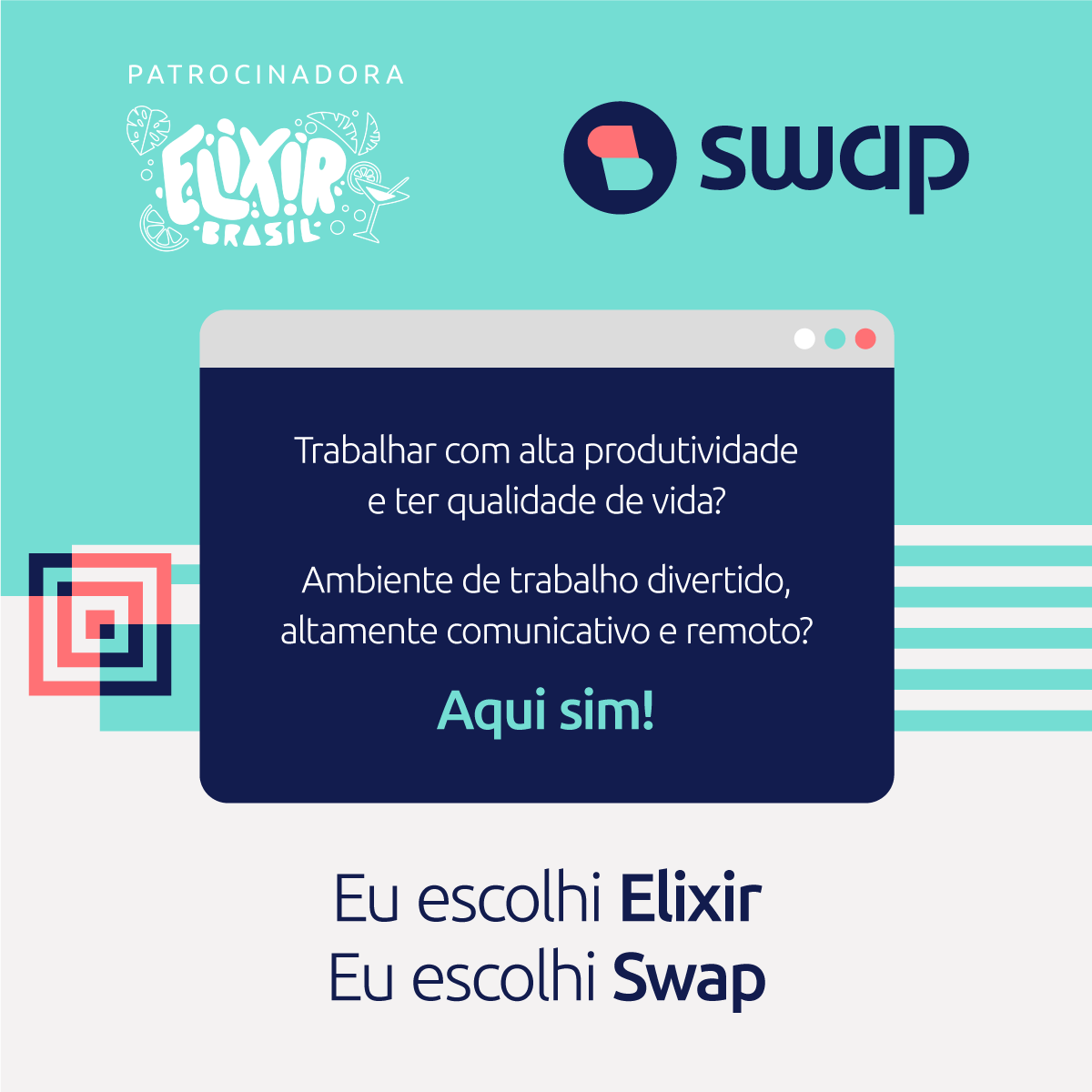 Swap - Banking as a Service (@swap_financial) on Twitter photo O <a href="/elixir_brasil/">Elixir Brasil</a> acabou😑, mas ainda dá tempo de se inscrever no #processoseletivo que a Swap está fazendo para 30 vagas em tecnologia😃. Só até hoje para seleção exclusiva do evento, em que todos serão entrevistados: bit.ly/315umuA😮 O <a href="/elixir_brasil/">Elixir Brasil</a> acabou😑, mas ainda dá tempo de se inscrever no #processoseletivo que a Swap está fazendo para 30 vagas em tecnologia😃. Só até hoje para seleção exclusiva do evento, em que todos serão entrevistados: bit.ly/315umuA😮