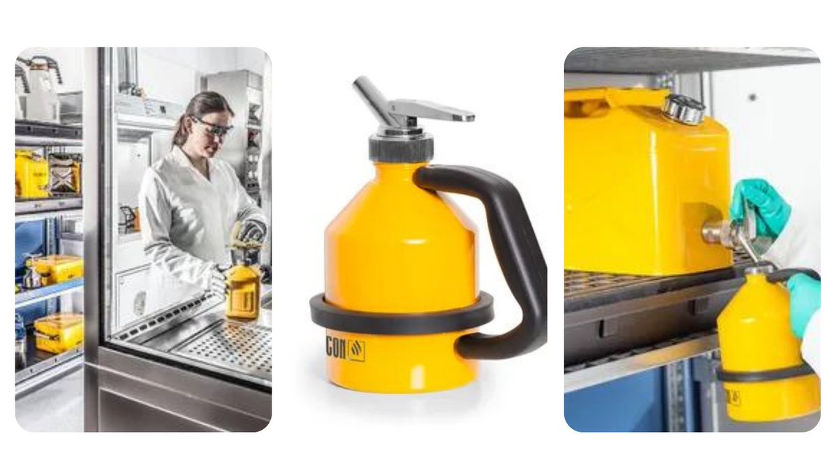 The DENIOS FALCON #safety container range facilitates production processes &amp; minimises dangers:
🛢️Fine dosing jugs
🛢️Spray cans
🛢️Plunger cans
🛢️Safety canisters
🛢️Safety containers
See what will work best for you 👇 denios.co.uk/shop/tanks-and…
#HazardousLiquids #ChemicalSafety