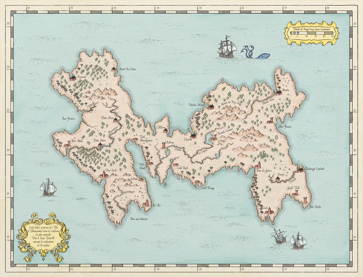 CartoGuild's tweet photo. From the archives...

Carte exacte et fidele de l'isle d'Anoucoubao, by Tenia 

Made for a #GuildChallenge in 2018. Made with Artrage and Inkscape

https://t.co/QWx9Hj9NBQ https://t.co/2y9BFj3POs