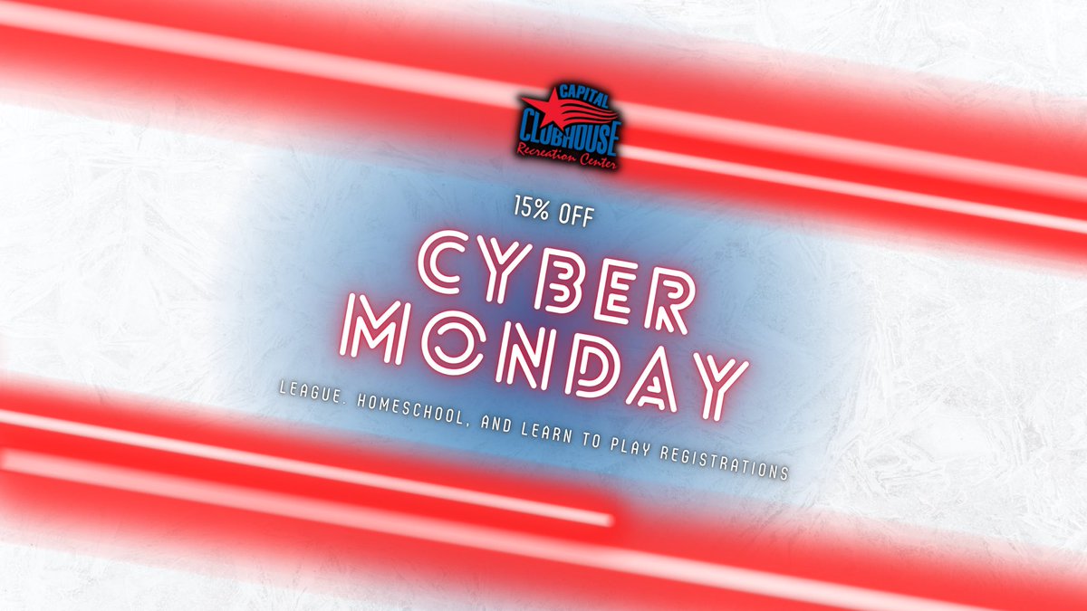 CapClubhouse_'s tweet photo. Cyber Monday Deals Are Here 🎉

Head to our website below and check out with the respective promo code to take advantage of our 15% Off Registrations! ⛸⚽️🏀🏐

Deal ends TODAY at 11:59pm EST so take advantage while it lasts! 🛒 #CyberMonday 

https://t.co/z13p0YAFXk https://t.co/VrzVmiqkZ2