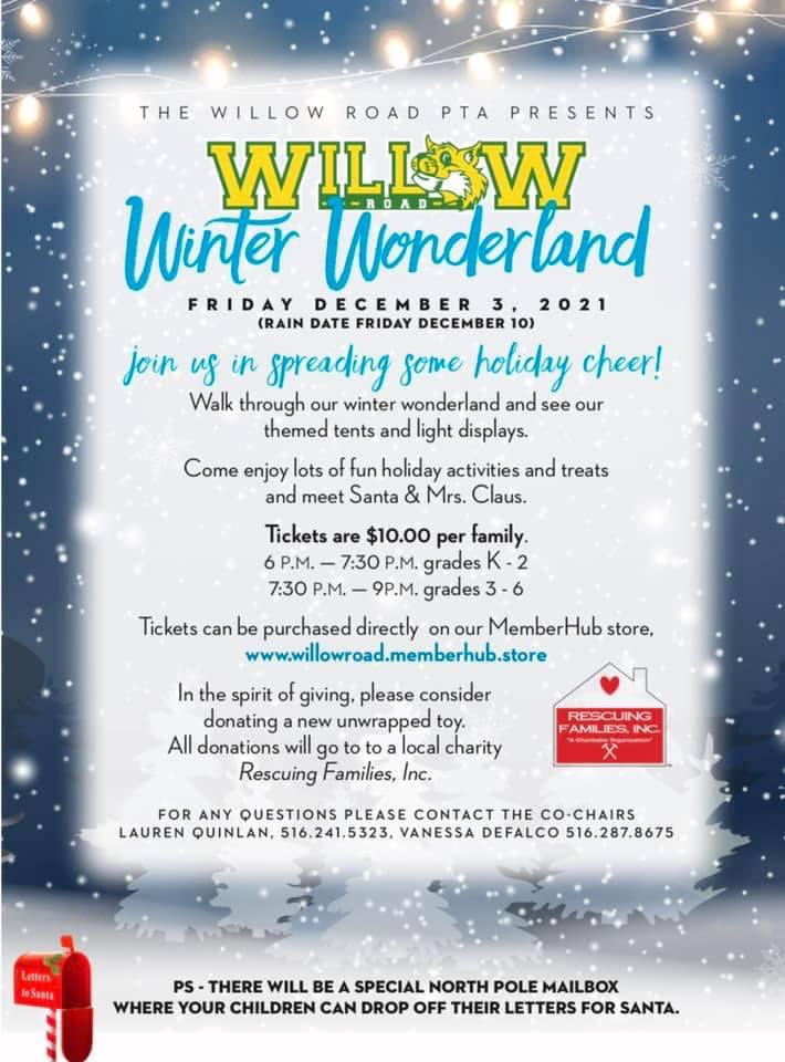Our winter wonderland is this Friday!  All are welcomed. You won’t want to miss this wonderful event! ❄️ ❄️  click here for tickets now https:willowroad.memberhub.com/store/items/15… <a href="/WillowRoadVS13/">Willow Road School</a> <a href="/VS13UFSD/">ValleyStream13UFSD</a> <a href="/WheelerAvenue/">Wheeler Avenue School</a> <a href="/HowellRoadVS13/">Howell Road Elementary School</a> <a href="/JamesADever/">James A Dever</a>