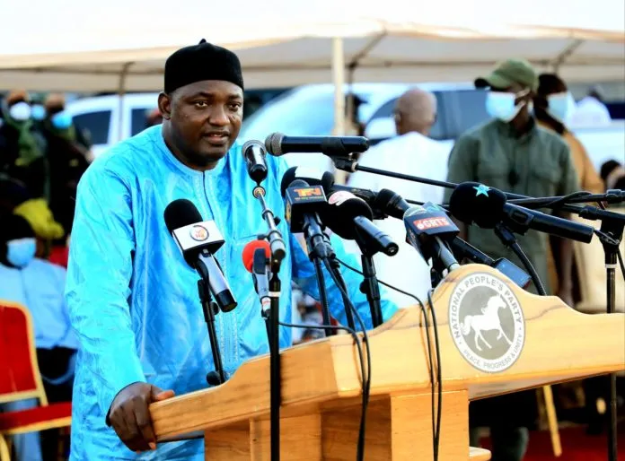 BarkisuB's tweet photo. President Barrow said โ It Is very easy for someone to come, stand before you and say: I will do this and that (just) because talk is cheap. But if they come to you, ask them how they will do these developments.โ #BarrowPresident https://t.co/IRXr1Qruje