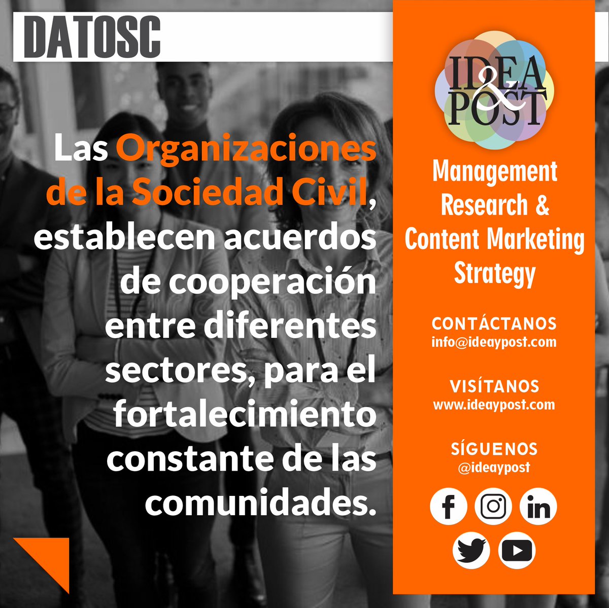 ideaypost's tweet image. Para las organizaciones de la sociedad civil es esencial lograr acuerdos de cooperación, para el desarrollo integral de las comunidades.

Síguenos en #ideaypost o visita nuestro #blog en ideaypost.com y conoce más #datosc

#tercersector #ong #osc #ods #comdesarrollo