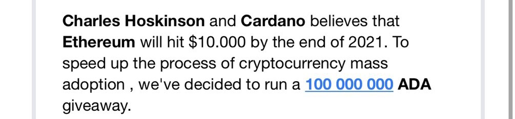 xqrt16's tweet photo. @kanakgajjar @satsdart "Charles Hoskinson and Cardano beleives that Ethereum will hit $10.000" lmaoo https://t.co/gFXKqcUXFX
