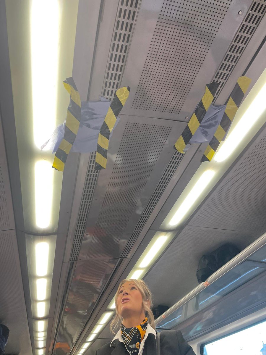 designed4travel's tweet photo. I was mortified when you get on a train with your friends for a trip
To York on Friday  and it starts to rain on the train, you should be ashamed of yourselves Grand Central from
London to York . #GrandCentral#Britishrail#Healthandsafety https://t.co/tcYEEMgogU