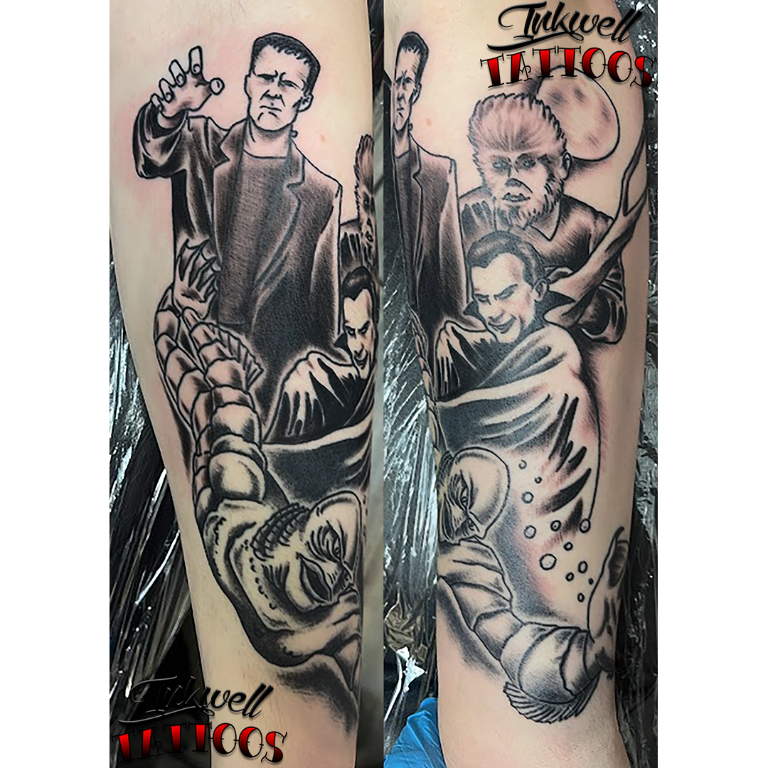 Tattooed Heart Studios  Tattoos  Johnny Love  universal monsters leg  sleeve in progress
