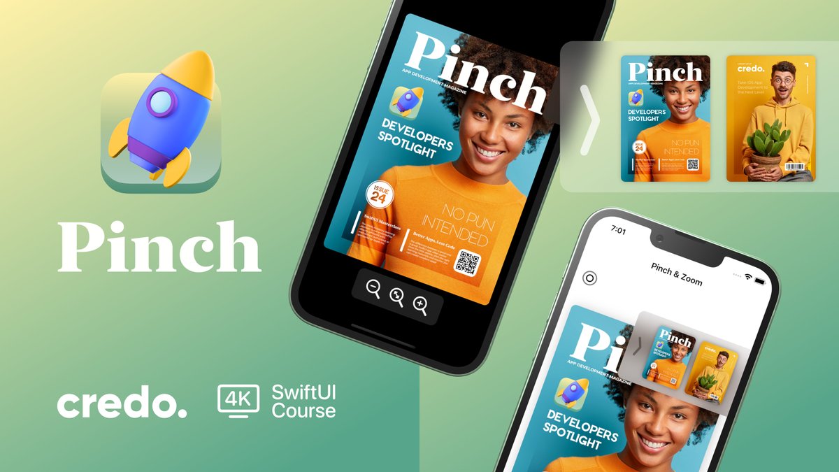 RobertPetras's tweet image. Let's learn how to create a Pinch & Zoom feature with #SwiftUI gestures: double-tap, drag, long-press, and magnification. Enjoy the 4K high-quality tutorials without ads and fluff talk (available by the end of this week).