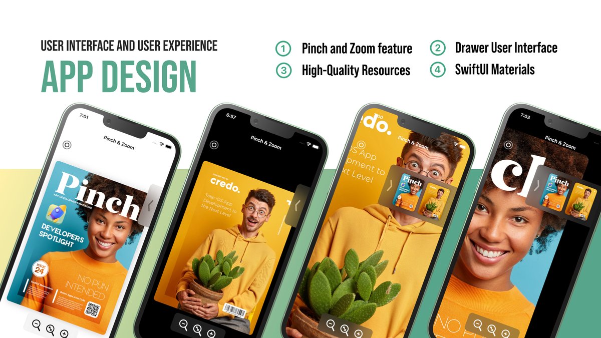 RobertPetras's tweet image. Let's learn how to create a Pinch & Zoom feature with #SwiftUI gestures: double-tap, drag, long-press, and magnification. Enjoy the 4K high-quality tutorials without ads and fluff talk (available by the end of this week).