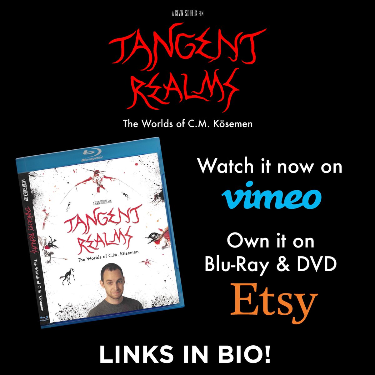 TangentRealms's tweet photo. Documentary on the brilliant creator of #AllTomorrows &amp; #Snaiad, “Tangent Realms: The Worlds of C.M. Kösemen”, is now on Blu-Ray &amp; DVD w/2.5 hours of bonus materials!:  https://t.co/5xMD1OKVnK

&amp; streaming on Vimeo On Demand!: https://t.co/MjySwjr1Bu

#TangentRealms
#CyberMonday https://t.co/soeYxWswZs