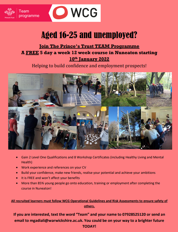 NunnyTrust's tweet image. We are taking referrals for Team 211 starting on January the 10th. If you're out of education and employment and looking for something in the new year to keep busy whilst developing your communication, teamwork and employability skills, get in touch! @CaseyFramps @WCollegeGroup