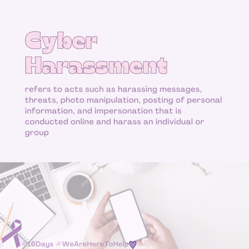 One of the most commonly reported types of technology-facilitated abuse reported by women is harassment.
 
Does this sound familiar? We are here to help 💜
📞902.863.3807
 
#16Days #16DaysofActivism