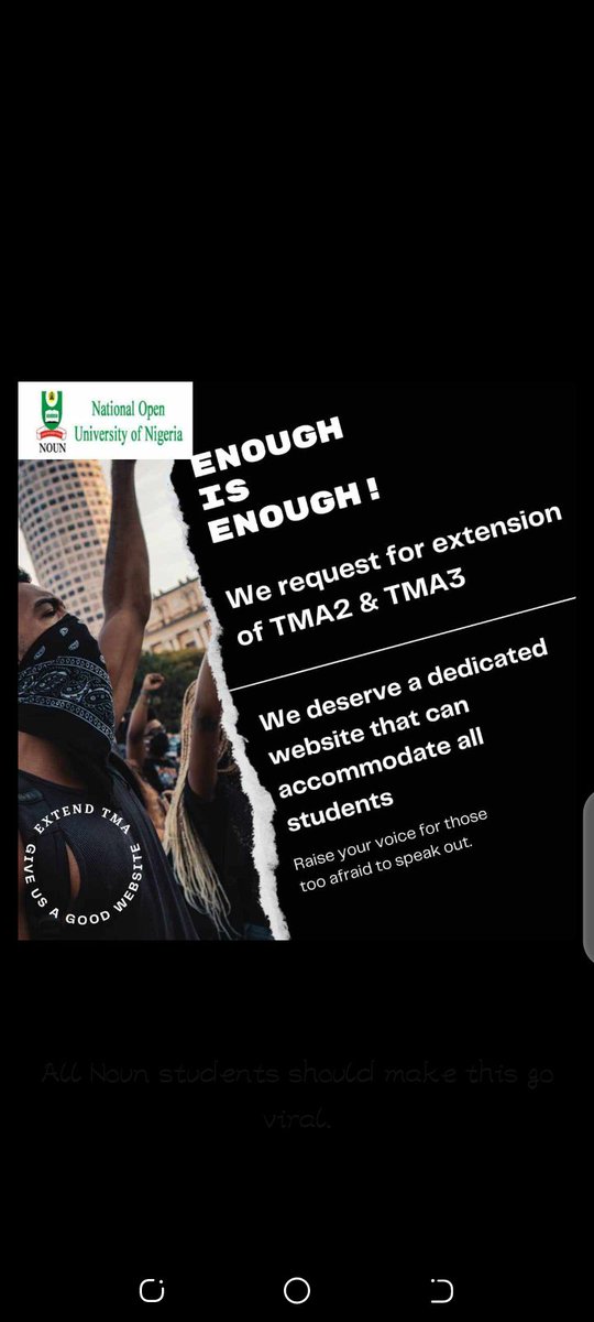 Temzee2's tweet photo. #EnoughIsEnough
#NOUNdosomething
#extendTMA
#nounnews https://t.co/kAkngIQK0U