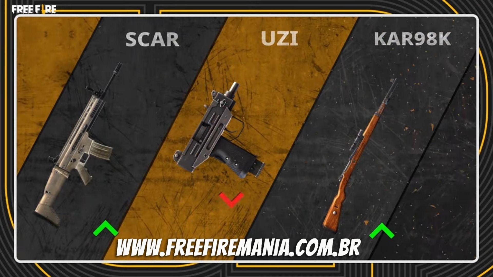 BUFFS E NERFS DE ARMAS NA NOVA ATUALIZAÇÃO DO FREE FIRE!! 