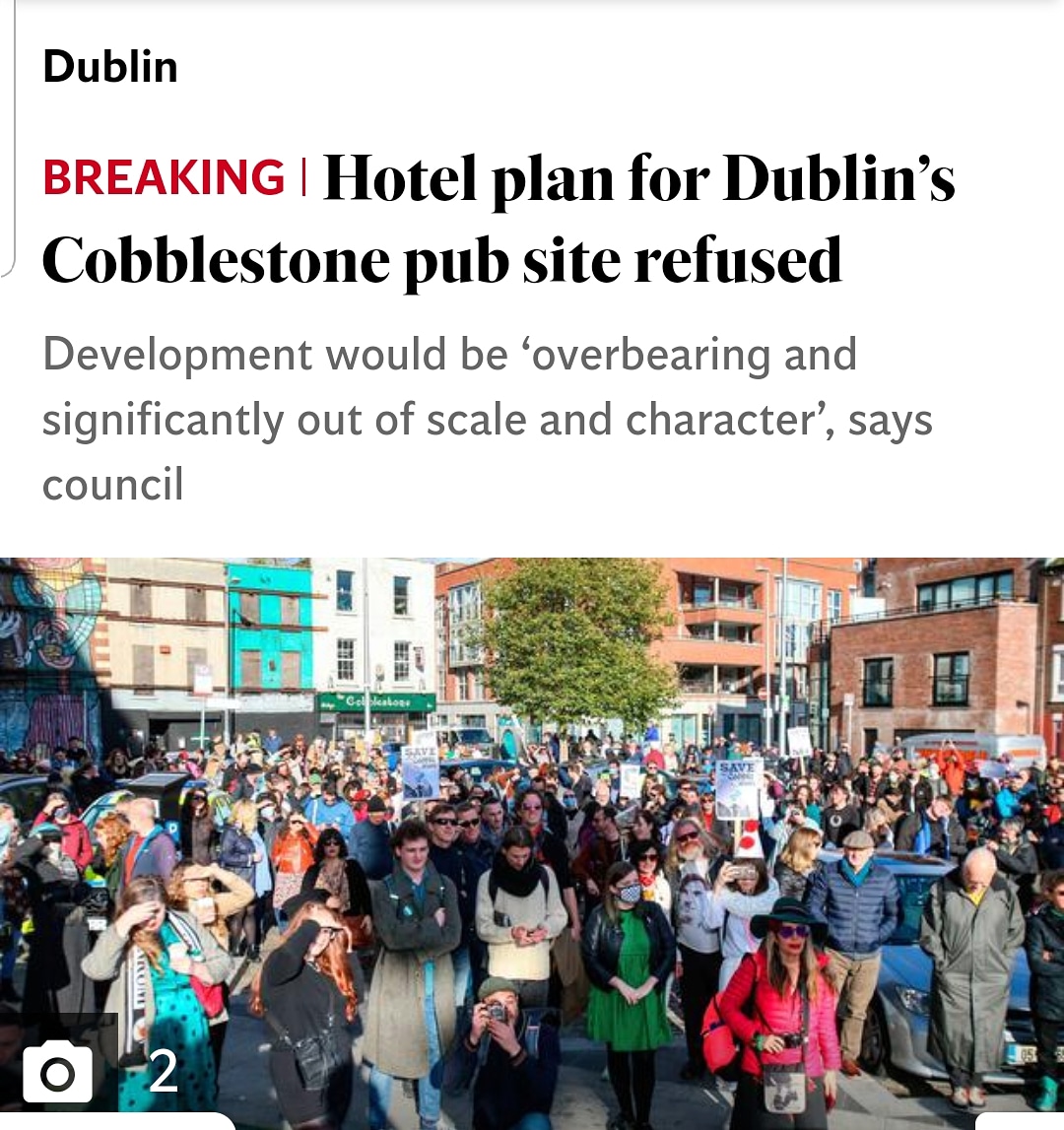 RuthCoppingerSP's tweet photo. I've absolutely no doubt this refusal influenced by tide of objections. Well done to all who marched & made submissions...good first step but likely to be appealed so let's keep up pressure. #SaveTheCobblestone #savemerchantsarch #dubw https://t.co/4Helj9Se5t
