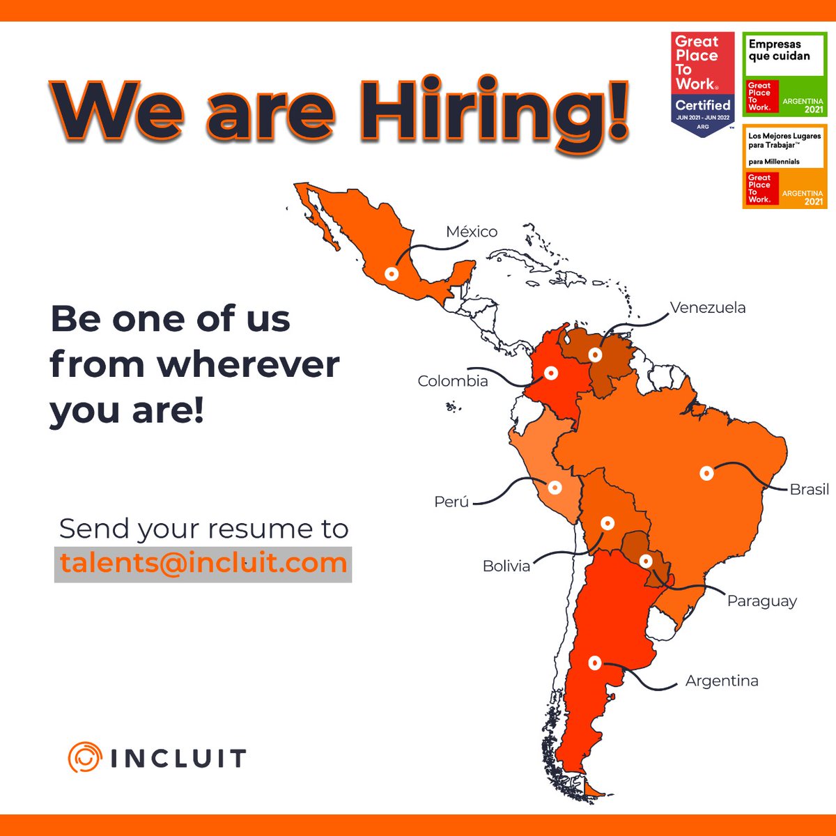 SuGarciaVA's tweet photo. Las posibilidades siguen creciendo, en #incluit no hay fronteras. Sumate!
#GPTW #busquedaslaborales #devops #dev #cloud https://t.co/LR2pBcRaW6