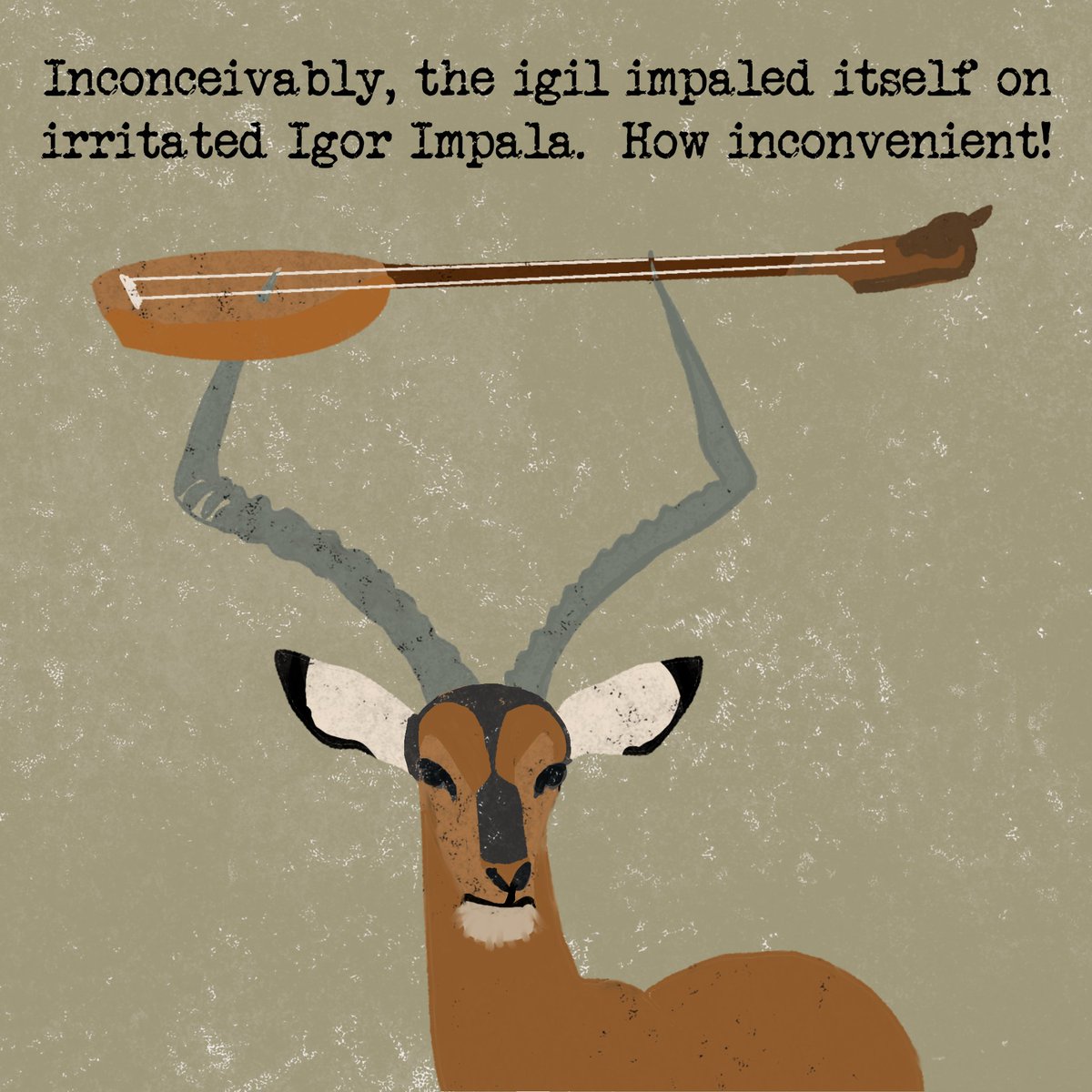 Dean_Shar's tweet photo. This week @AnimalAlphabets  challenge is the letter ‘I’ and the musical instrument, the ‘igil’. #animalalphabet #alliterationartist #artofsustainability #impalaart #blackfacedimpala #kidlit #endangeredanimalsart https://t.co/W8DZda5M21