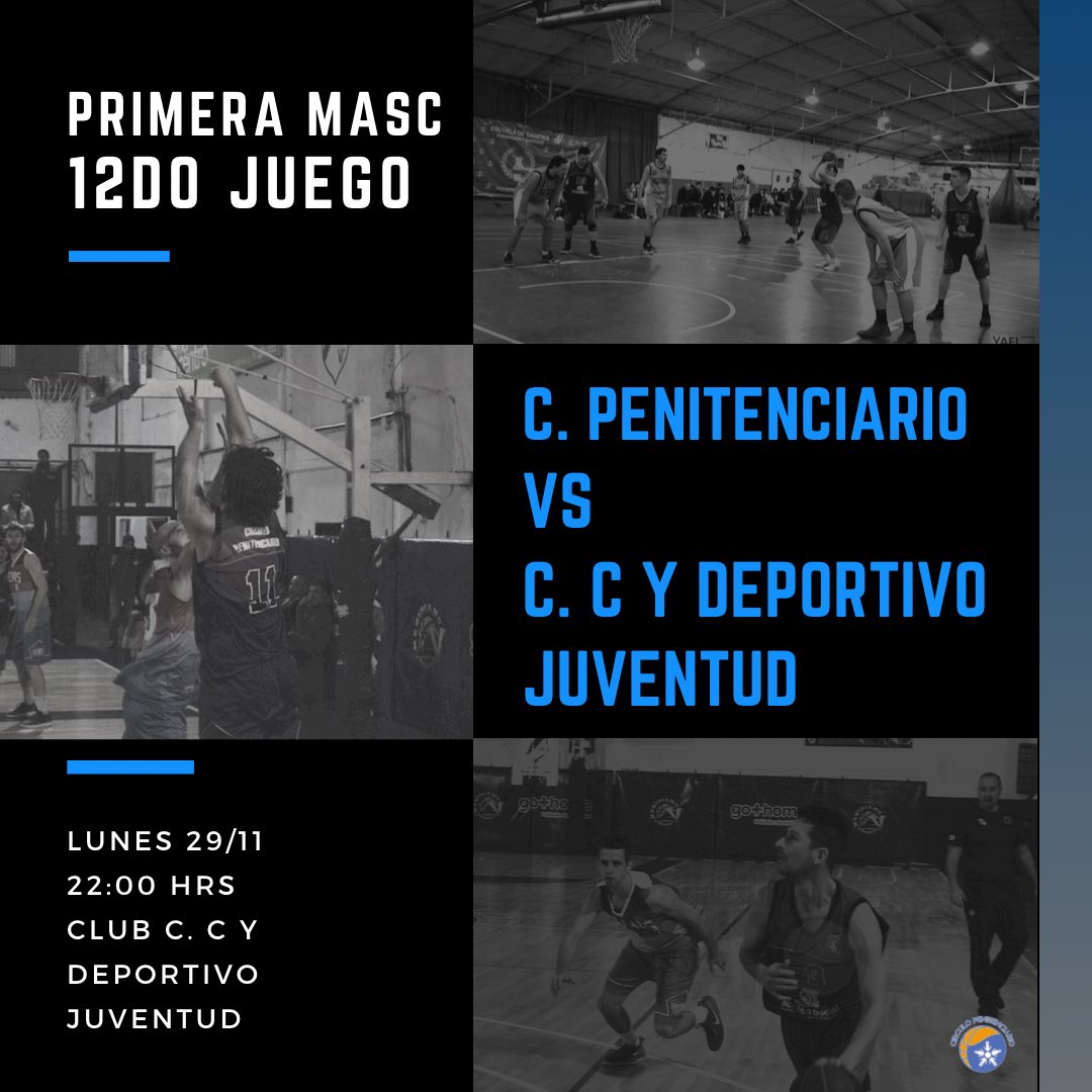 Lunes de 1RA 💪🏽! 
Arrancamos la semana con acción de nuestra 1ra masculina 🏀. 

Por la 12da fecha del torneo enfrenta a <a href="/juventudlpclub/">Club Juventud LP</a> 22:00 hrs. 

Vamos los pibes 🏀. 
Vamos CirPen 💙. 

#cirpenlp🏀 #cplp💙 #basquetlaplata #primeramasculina