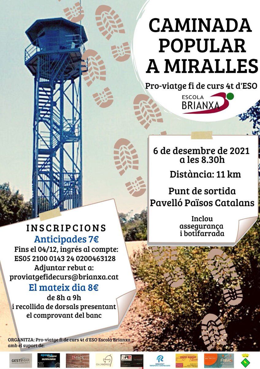 escolabrianxa's tweet photo. 📣 Els alumnes de 4t ESO organitzen la Caminada Popular a Miralles del proper 6 de desembre! Animeu-vos a participar-hi! ☀️😊 #Brianxa #Tordera #proviatgefidecurs #miralles https://t.co/gOZZOrzgur