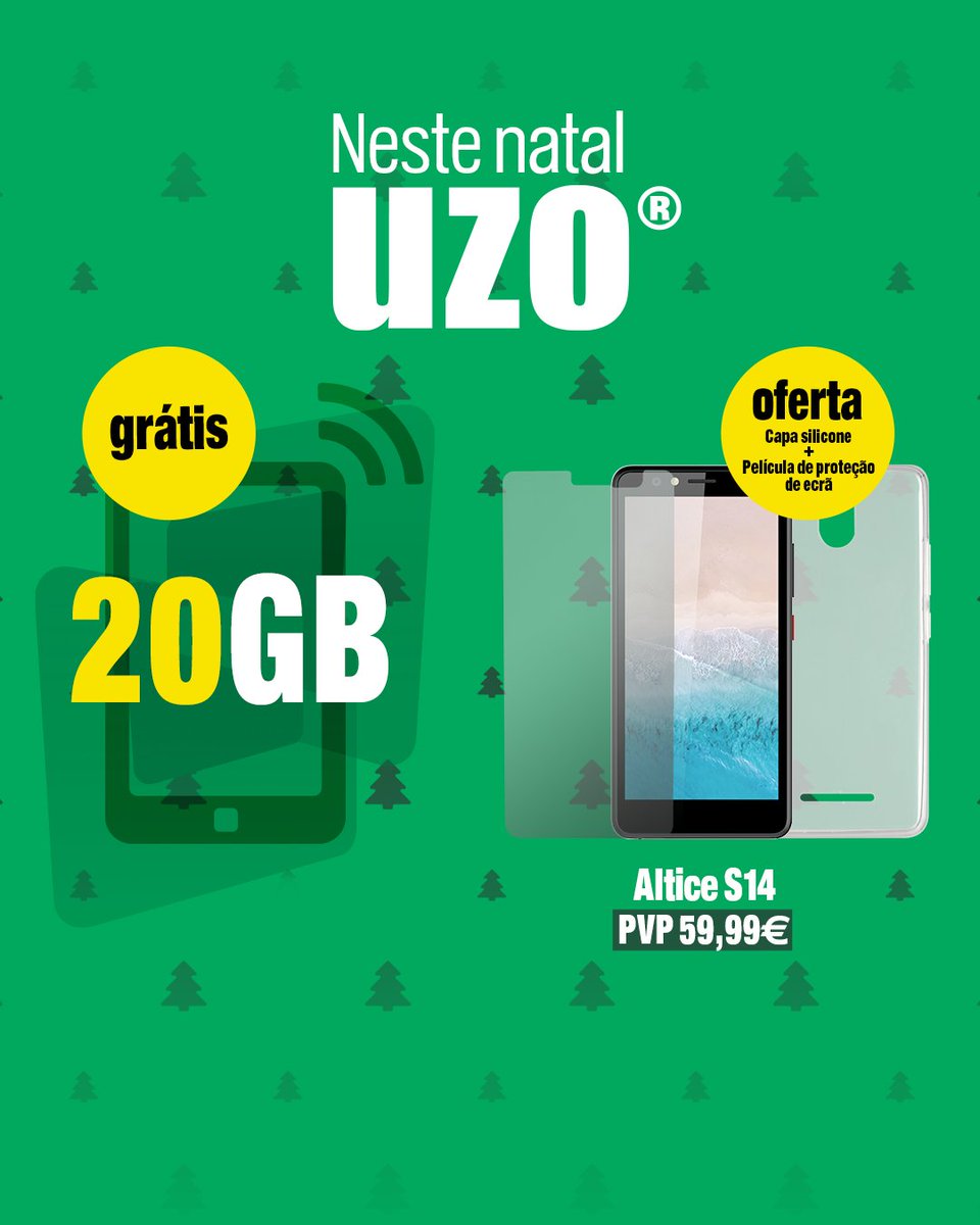 UZOpt's tweet photo. Chegaram os seus presentes! 20GB GRÁTIS, válidos por 30 dias, na adesão aos novos tarifários UZO com 3GB ou mais! Receba ainda a oferta de acessórios, na compra do smartphone Altice S14 até 27 Dez, aproveite! Saiba mais em https://t.co/N3SoiM6Not. Feliz Natal! https://t.co/fvyzkkjemd